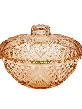 Vintage 1970s Pasari Indonesia Hearts & Roses Pink Candy Dish